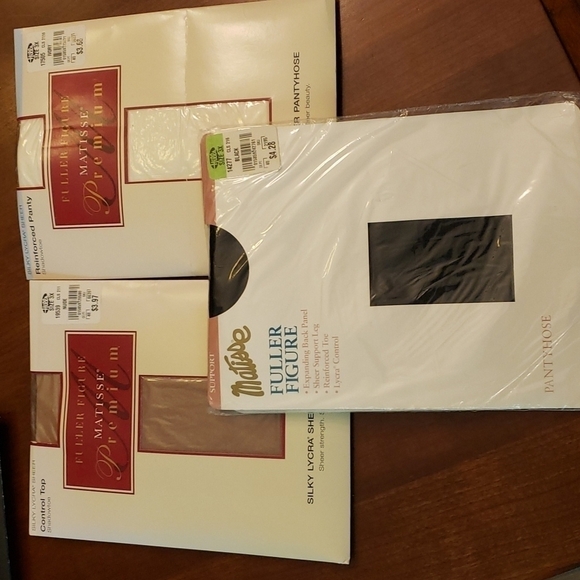 3 Pair Pantyhose Vintage Matisse Fuller Figure 3X Nude Ivory Black NIB - Picture 1 of 15